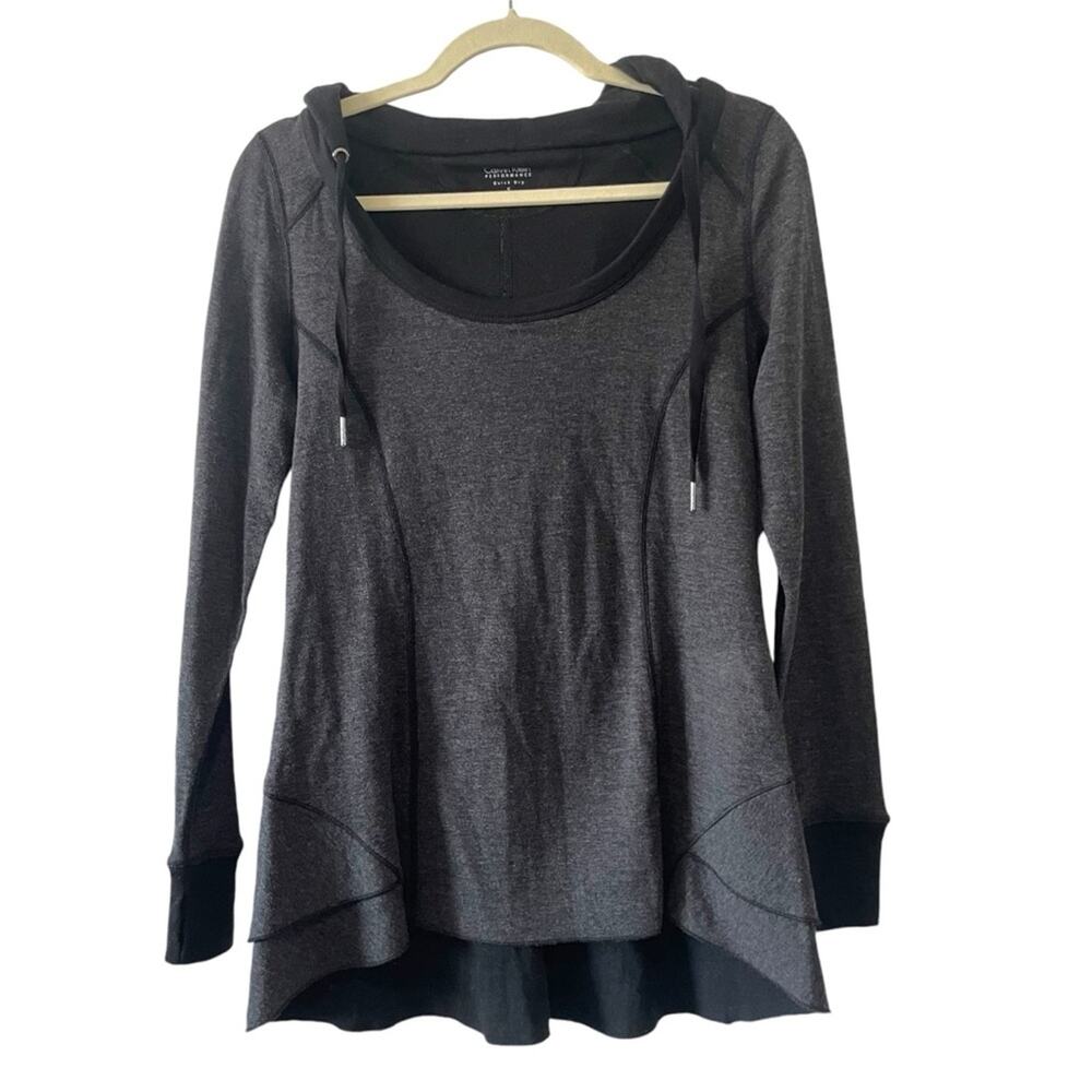 Calvin Klein Performance Long Sleeve Hooded Shirt Size Small Grey Black
